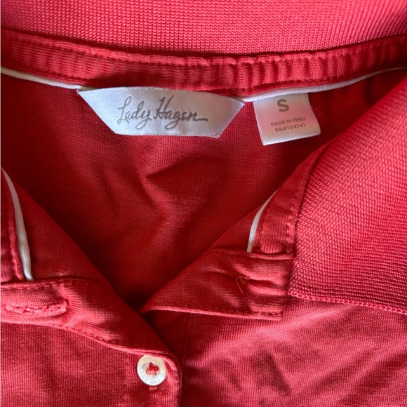 Lady Hagen Red and Black Polo Tops - Picture 2 of 3